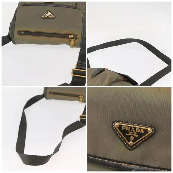 PRADA Shoulder Bag Nylon Khaki Gold Auth 154525 - Picture 16 of 16